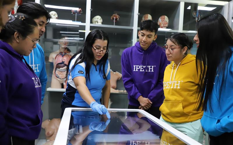 anatomage en ipeth docente en clase con alumnos de licenciatura en laboratorio de modelos anatomicos