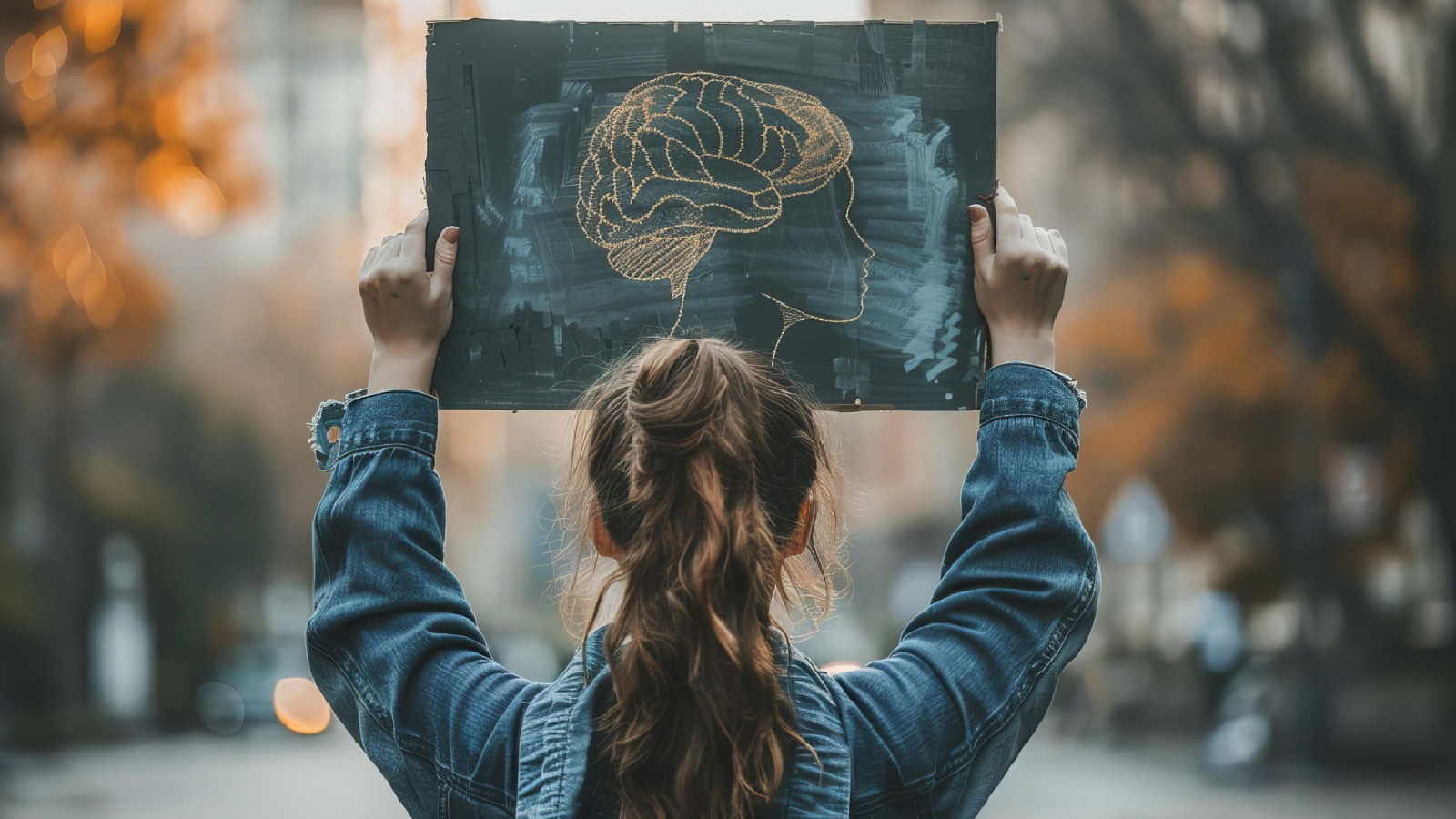 mujer joven con cartel importancia salud mental etapa universitaria en ipeth